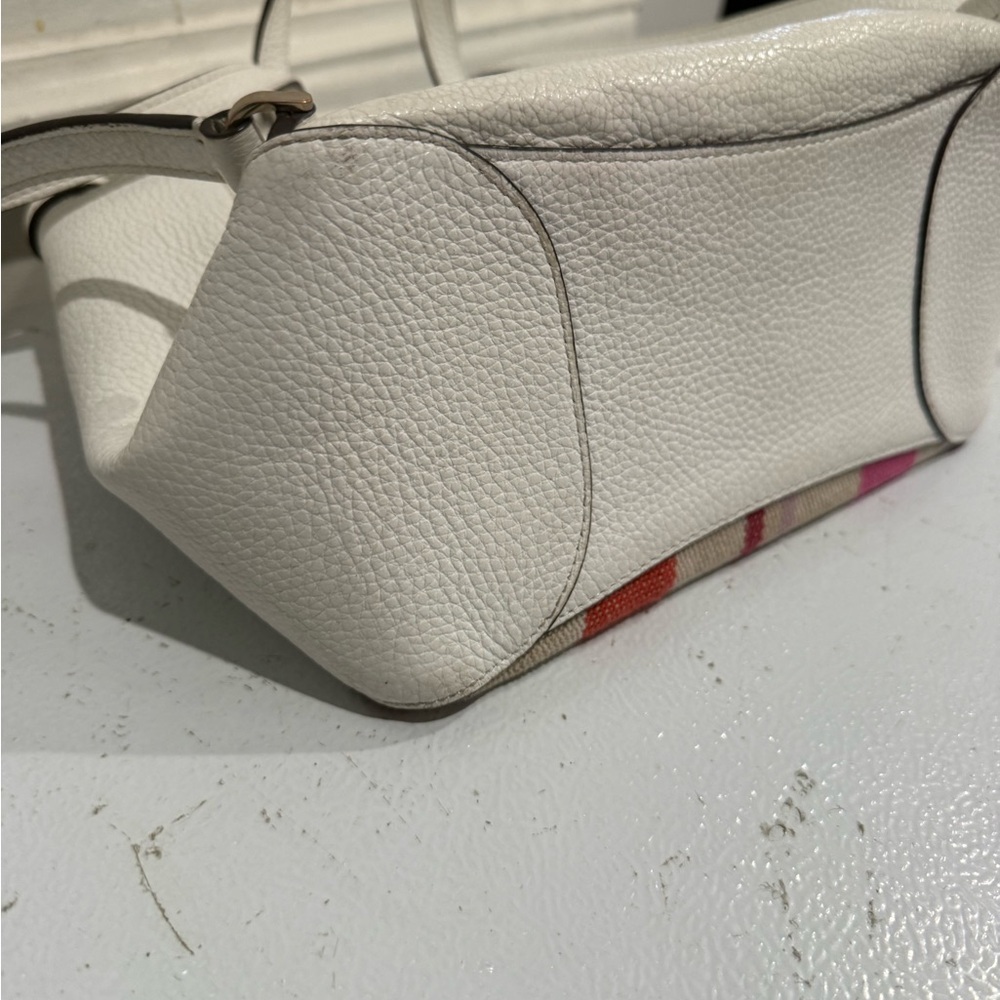 Kate Spade White Backpack with Pink/Red/Orange Stripes - Picture 7 of 8